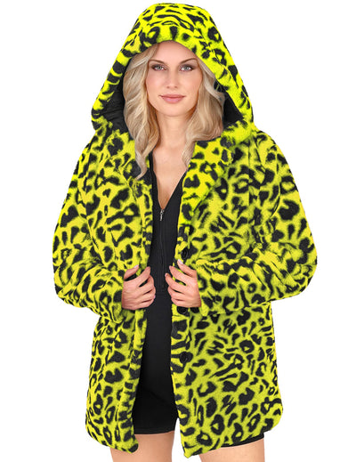 Gelbe Leoparden-Kapuzenjacke für Erwachsene