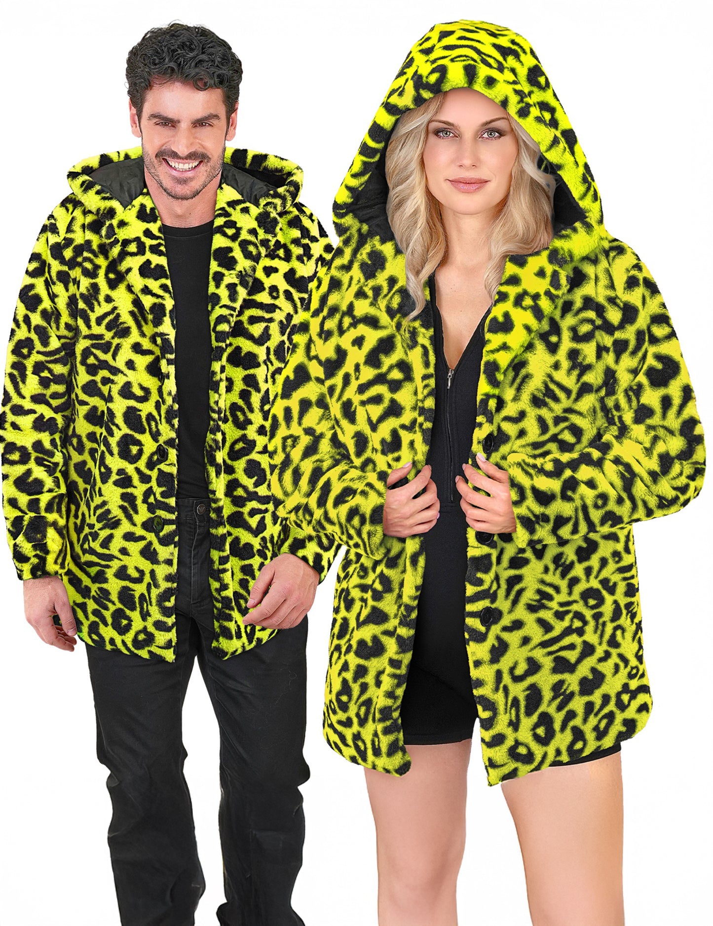 Gelbe Leoparden-Kapuzenjacke für Erwachsene