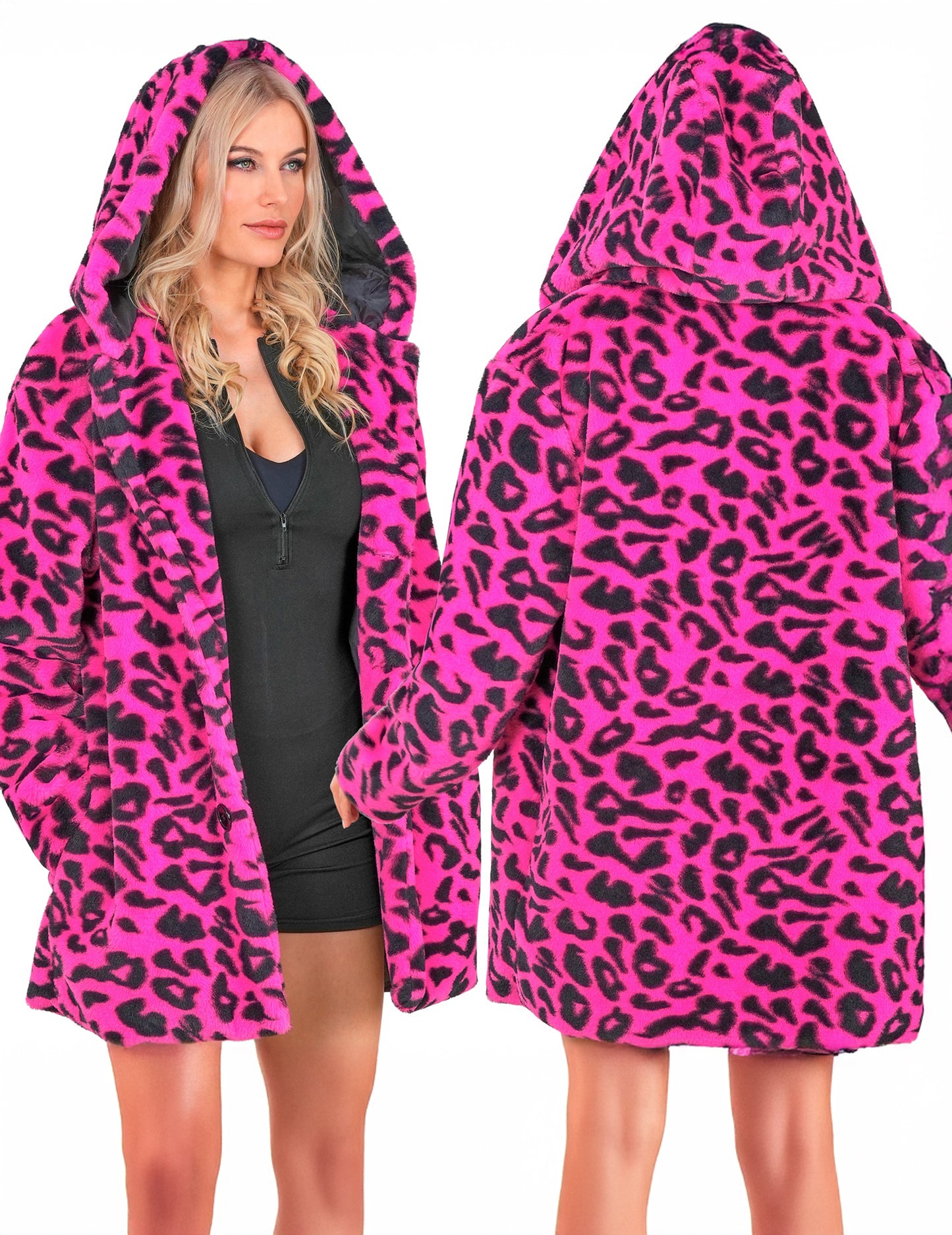Rosa Leopard Kapuzenjacke für Erwachsene