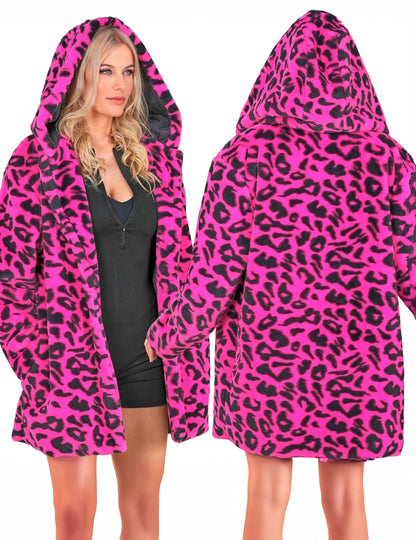 Rosa Leopard Kapuzenjacke für Erwachsene