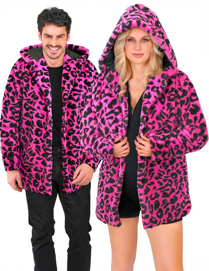 Rosa Leopard Kapuzenjacke für Erwachsene