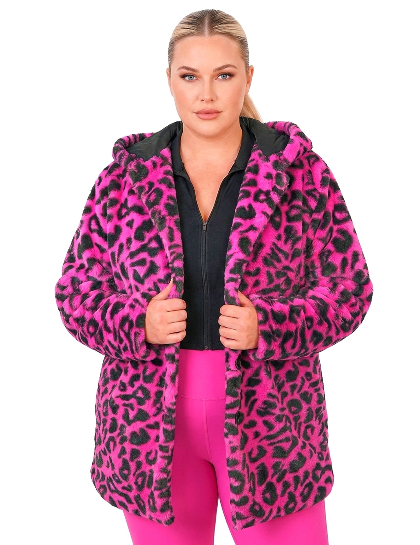 Rosa Leopard Kapuzenjacke für Erwachsene