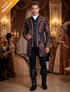 Blaue Barockjacke für Herren mit luxuriöser Stickerei