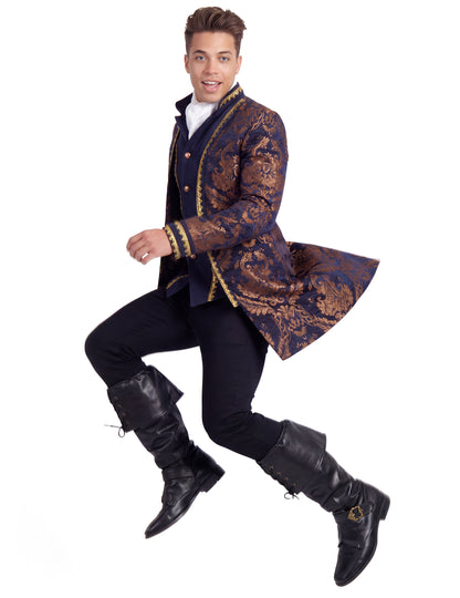 Veste baroque brodée luxe bleue homme