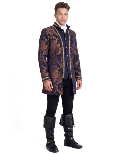 Veste baroque brodée luxe bleue homme
