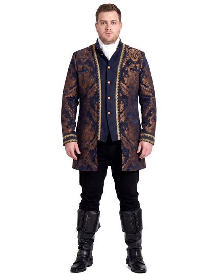 Veste baroque brodée luxe bleue homme