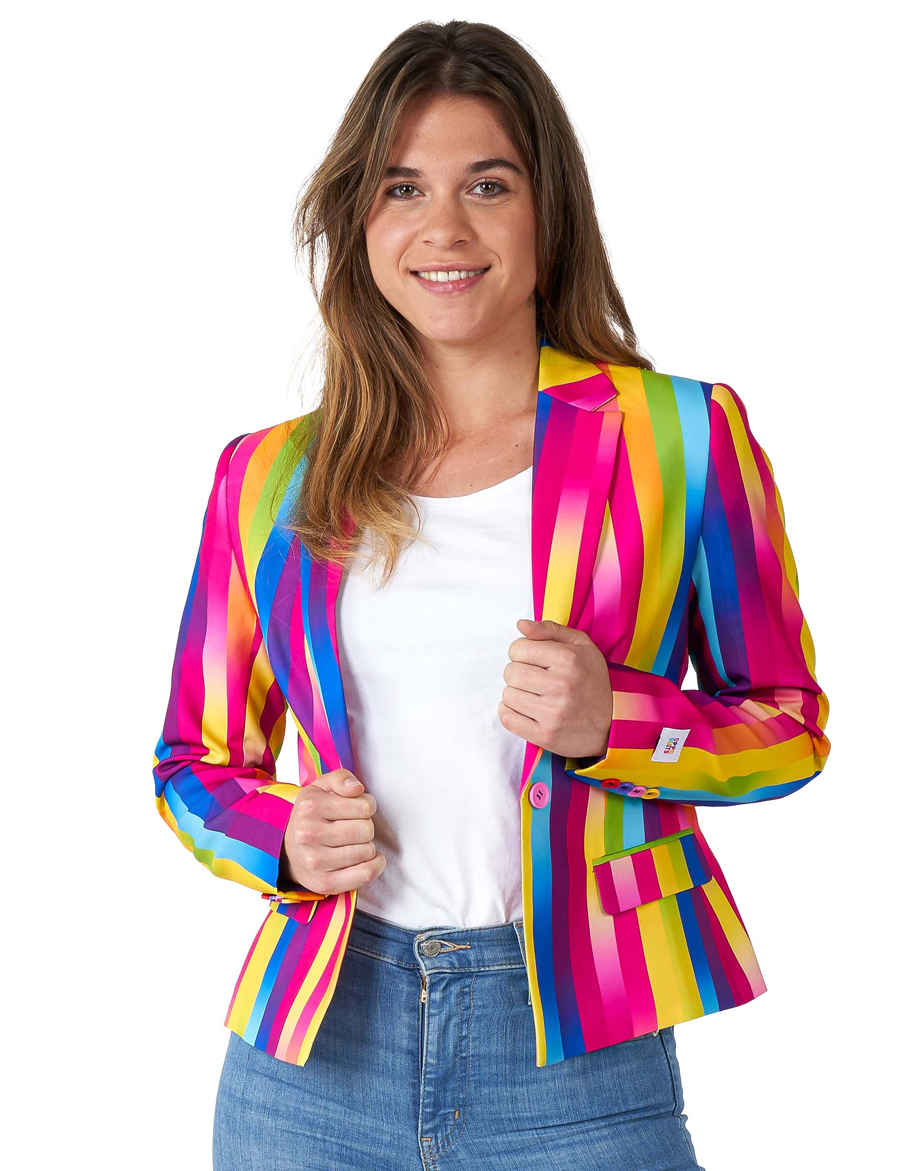 Vue de face de la veste blazer arc-en-ciel Suitmeister