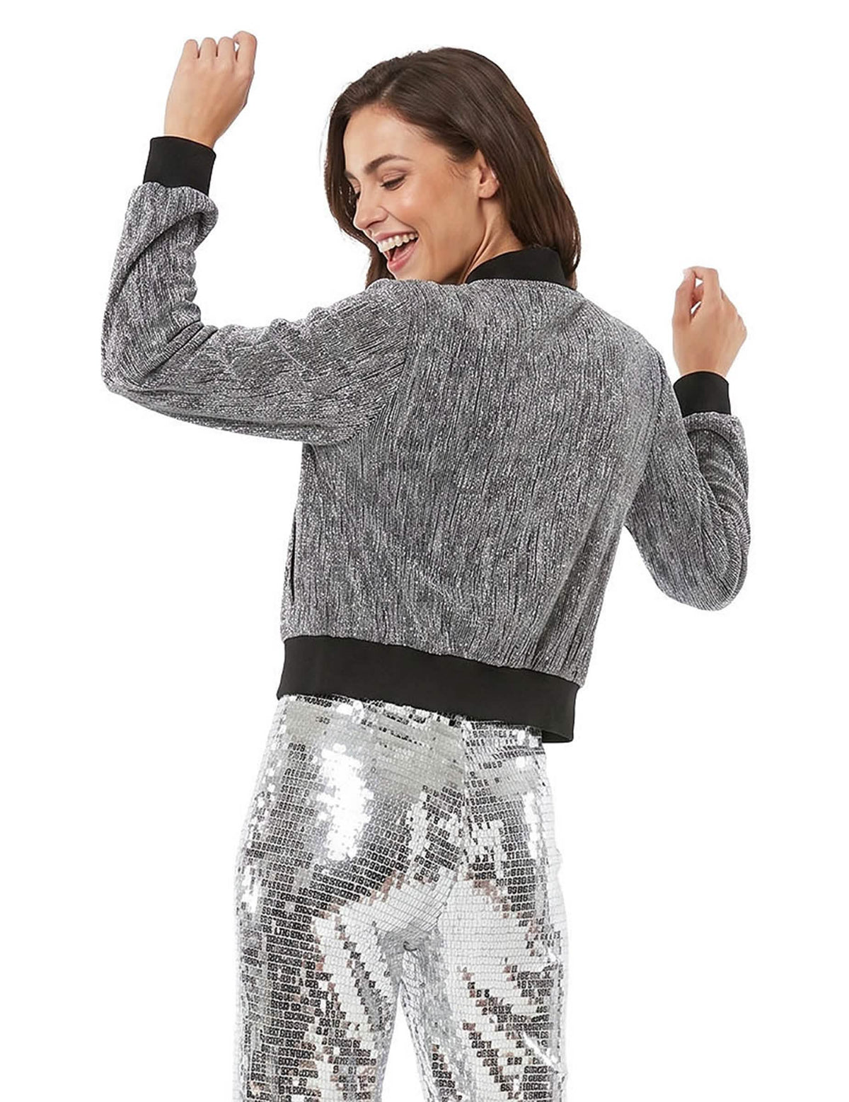 Silberne Glitzerjacke für Damen