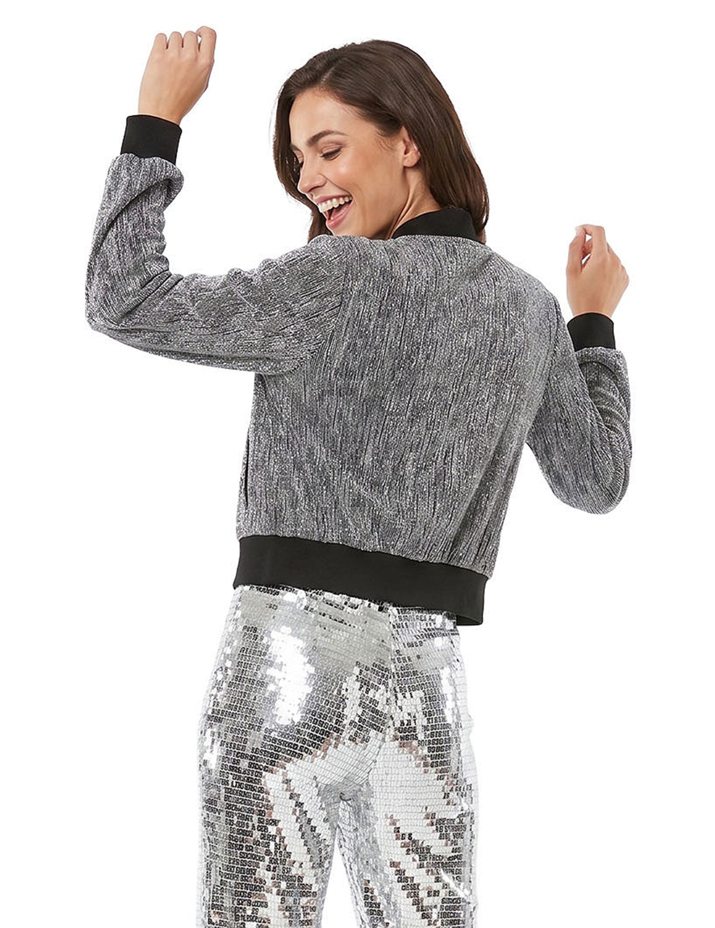 Silberne Glitzerjacke für Damen