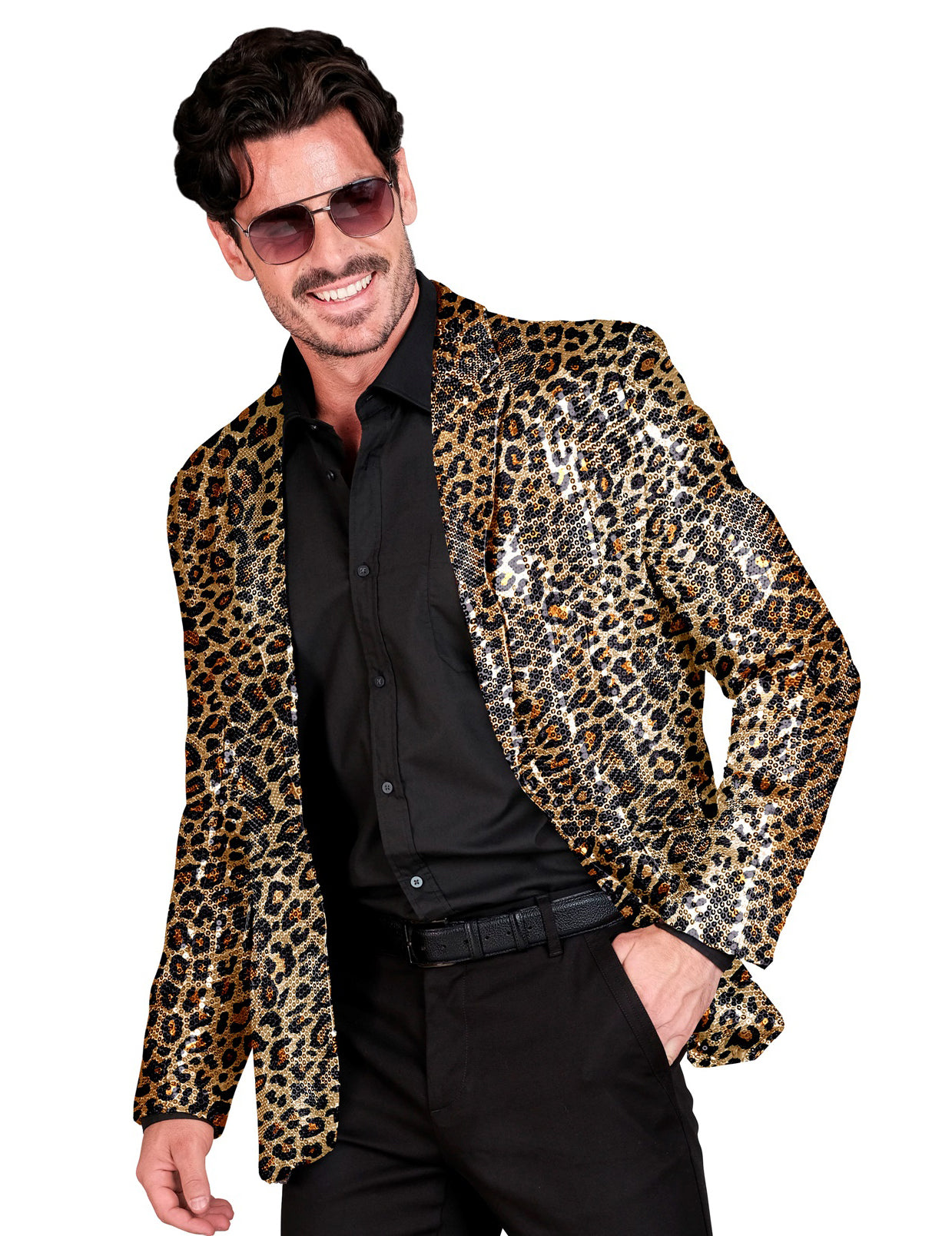 Pailletten-Anzugjacke Leoprint für Herren