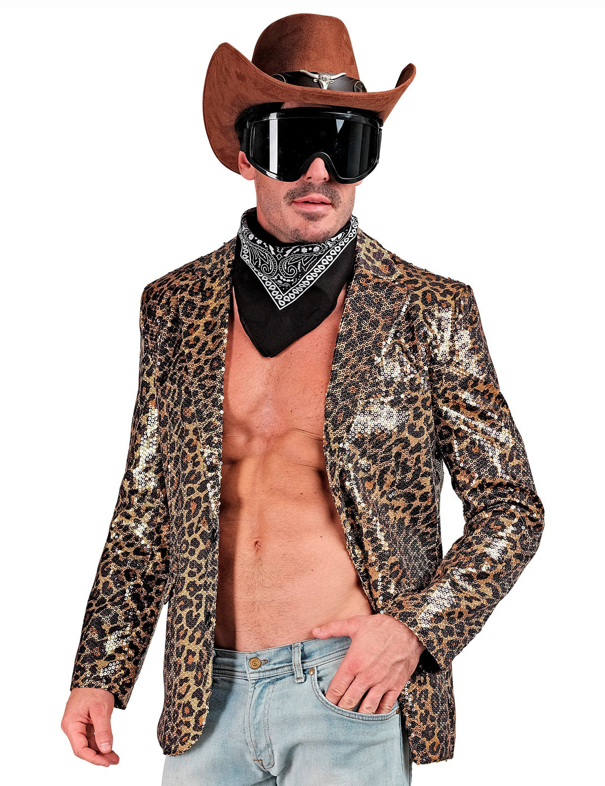 Pailletten-Anzugjacke Leoprint für Herren