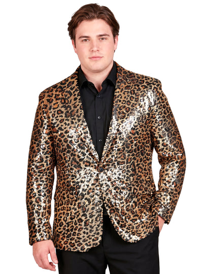 Pailletten-Anzugjacke Leoprint für Herren