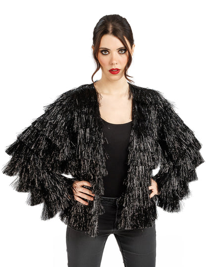 Damen-Jacke mit Fransen Schwarz Festival
