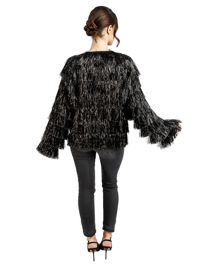 Damen-Jacke mit Fransen Schwarz Festival