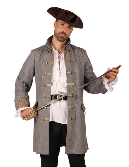Langer grauer Piratenmantel für Herren