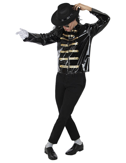 Veste Michael Jackson pour adulte noire et dorée brillante