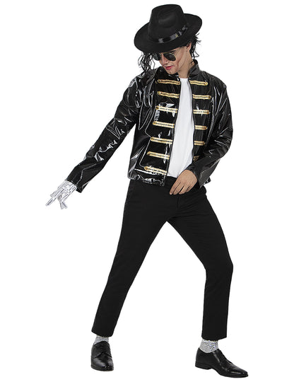 Vue de face en pose de danse de la veste Michael Jackson pour adulte