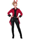 Veste queue de pie coccinelle pour femme rouge à pois noirs