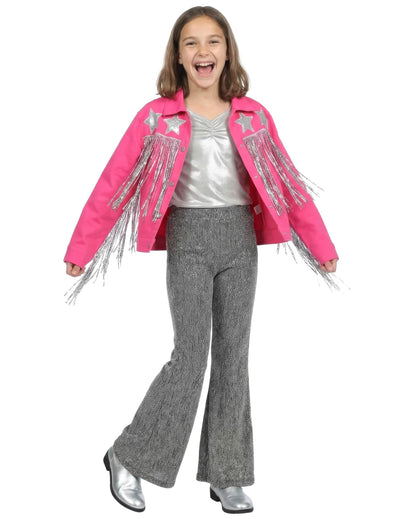 Western-Jacke mit Fransen für Kinder rosa
