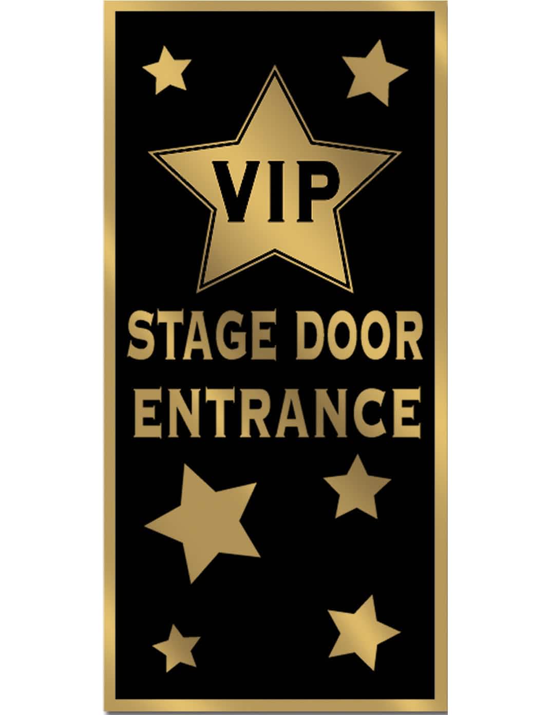 Décoration de porte VIP noir et doré avec inscriptions Stage Door Entrance et étoiles
