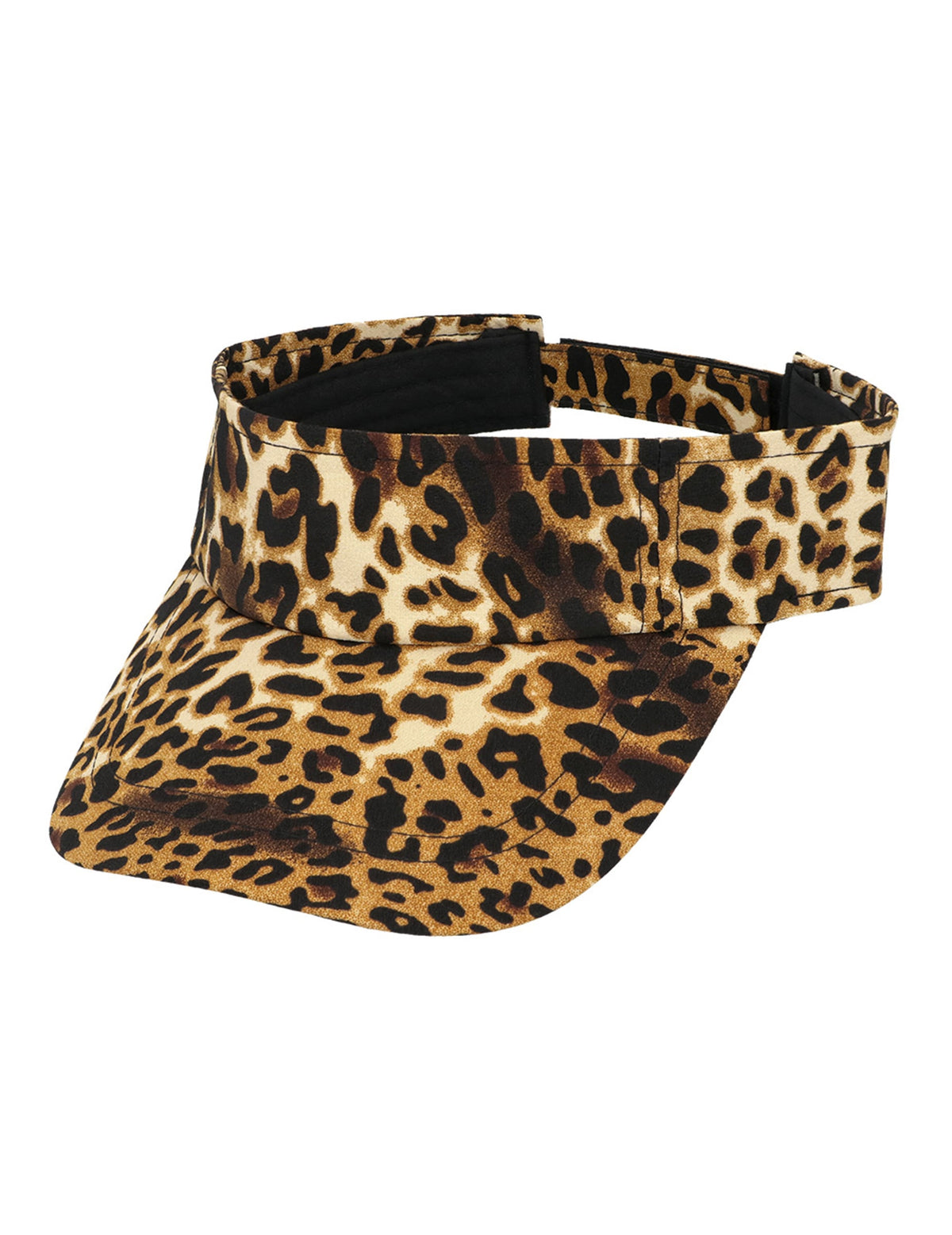 Vue de profil de la visière imprimée léopard pour adulte
